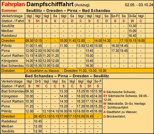 Fahrplan - Sächsische Dampfschifffahrt