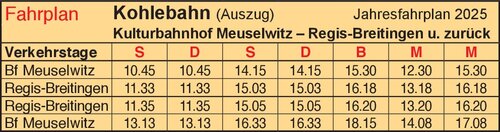 Fahrplan - Verein Kohlebahnen e.V.