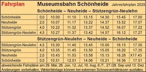 Fahrplan - Museumsbahn Schönheide