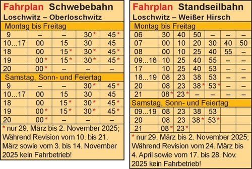 Fahrplan - Bergbahnen Dresden