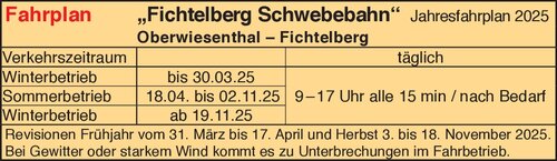 Fahrplan - Fichtelberg Schwebebahn Kurort Oberwiesenthal